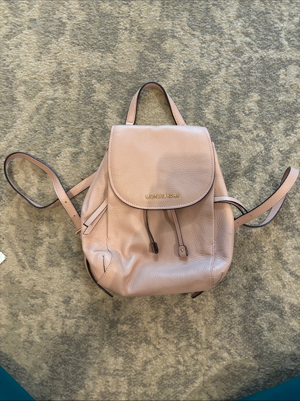 Michael Kors Blush Pink Pebbled Leather Drawstring Backpack